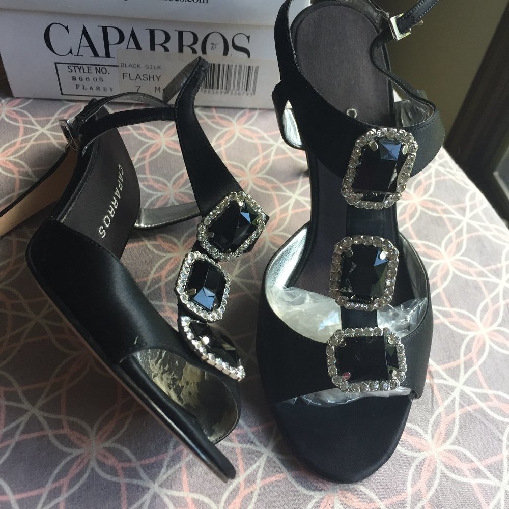 Caparros evening party shoes, black, bling size 7